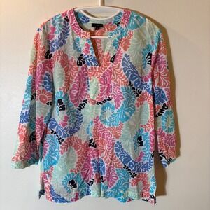 Talbots Cotton Batiste Tiki Tunic Top Size Medium